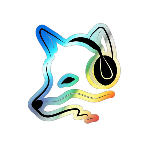 foxdog holographic die-cut sticker