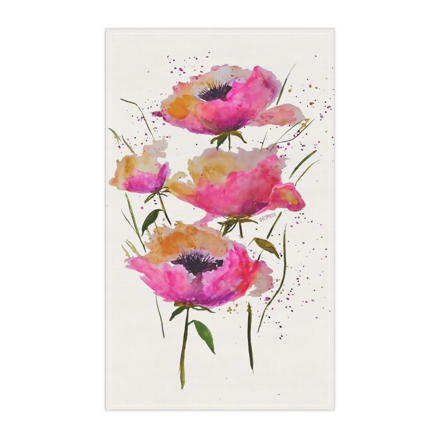 Pink Poppies - Art by Rien - kitchen towel