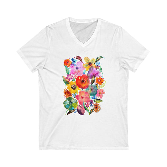 Whimsical Flowers - Art by Rien - v-neck