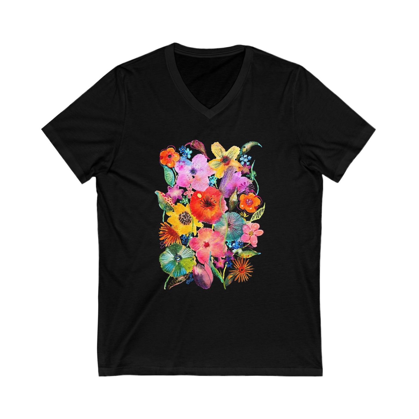 Whimsical Flowers - Art by Rien - v-neck