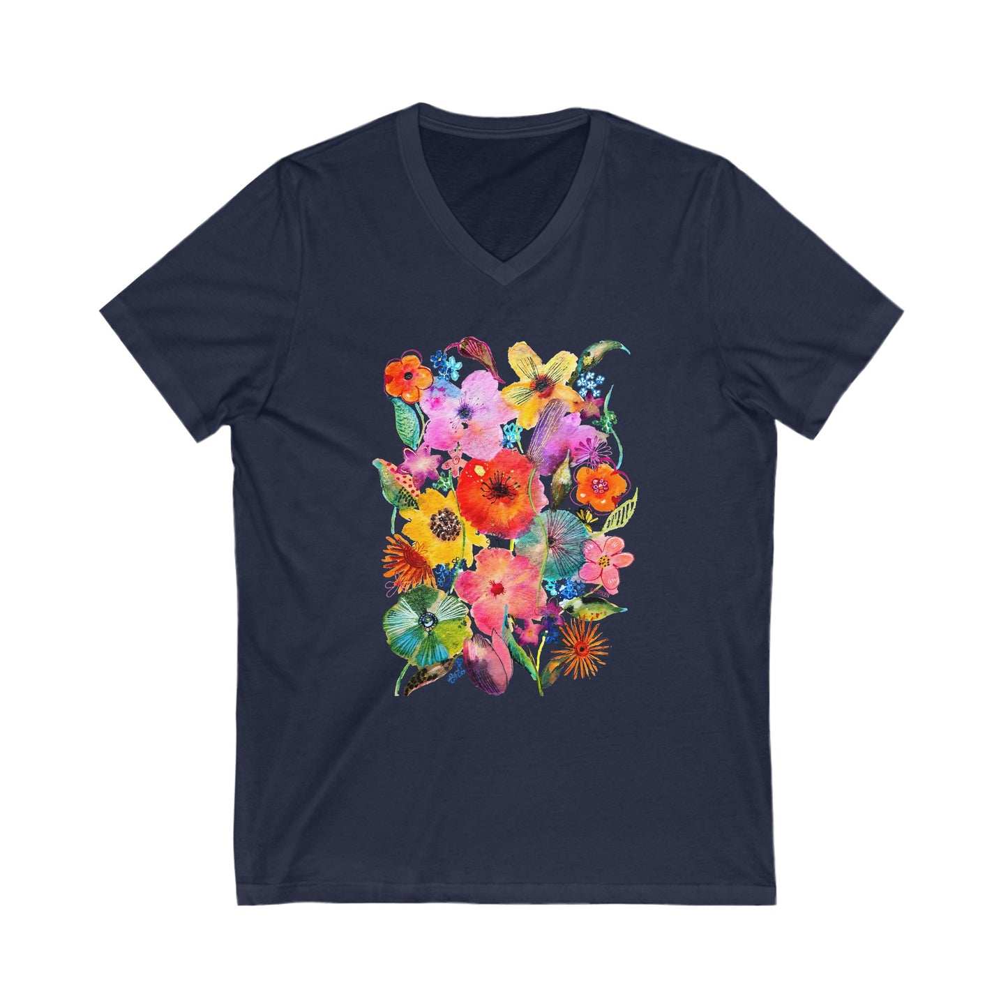 Whimsical Flowers - Art by Rien - v-neck