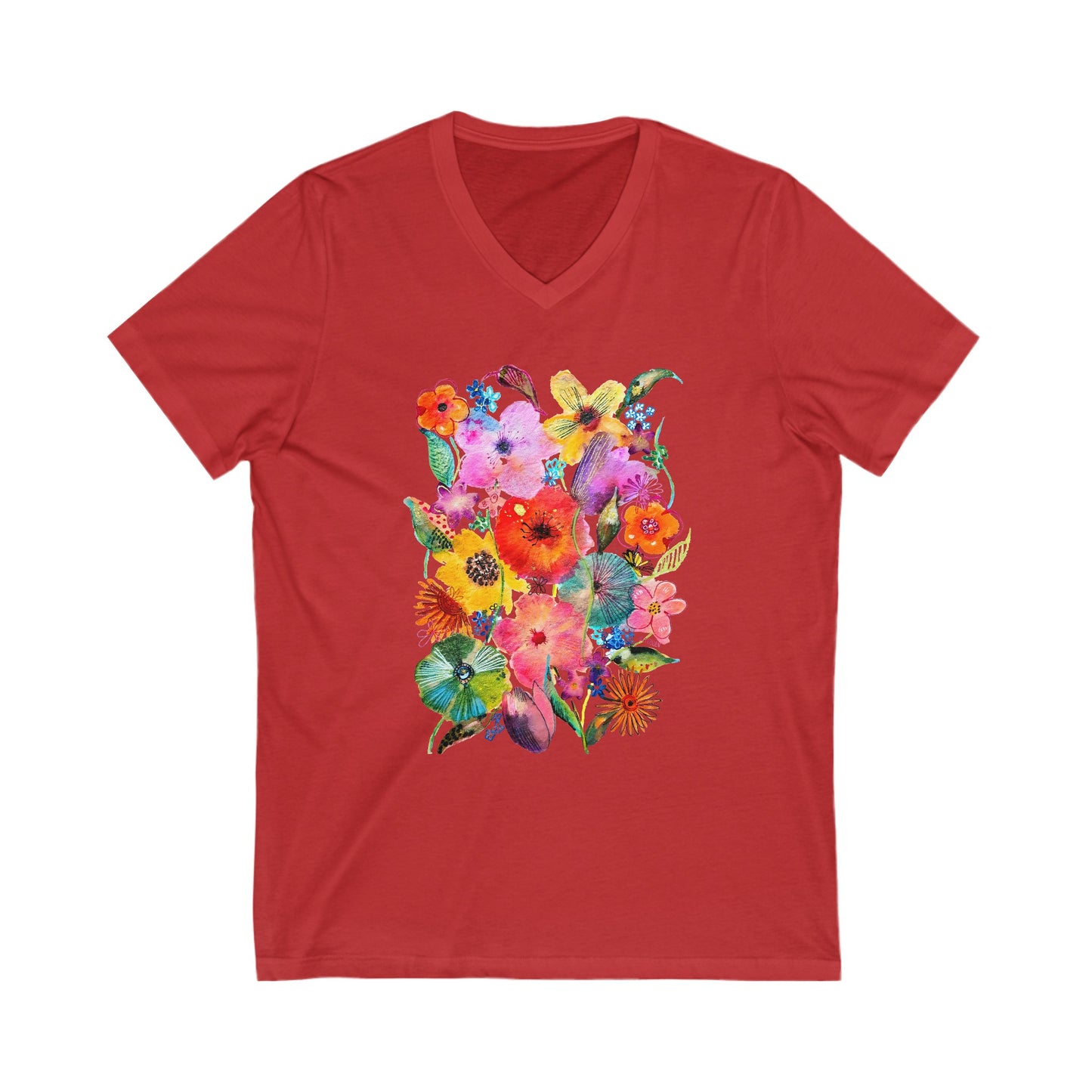 Whimsical Flowers - Art by Rien - v-neck