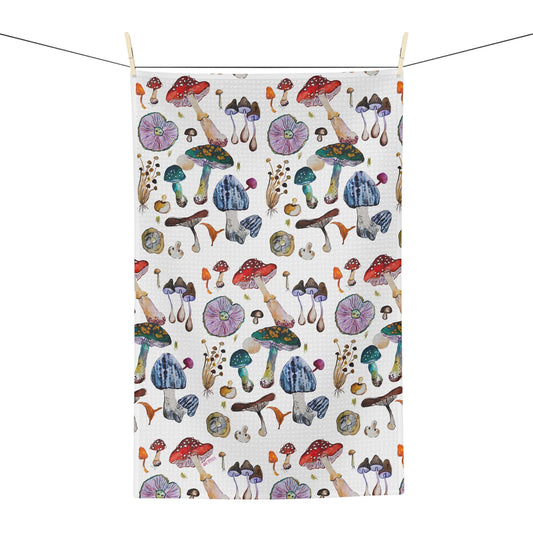 Mushrooms on White - Art by Rien - Microfiber Kitchen Towel