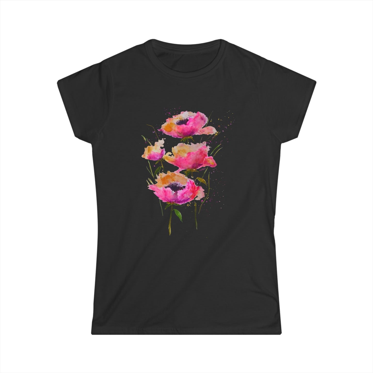 Pink Poppies - Art by Rien - slim fit tee