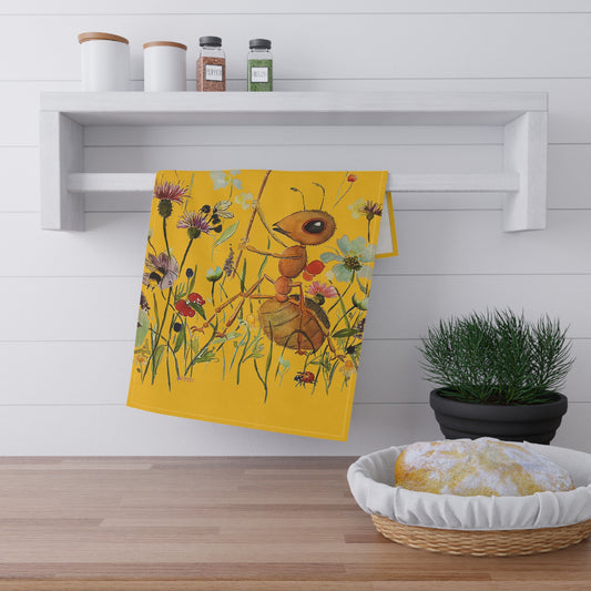 Bee-dazzled Antics on Yellow - Art by Rien - Kitchen Towel