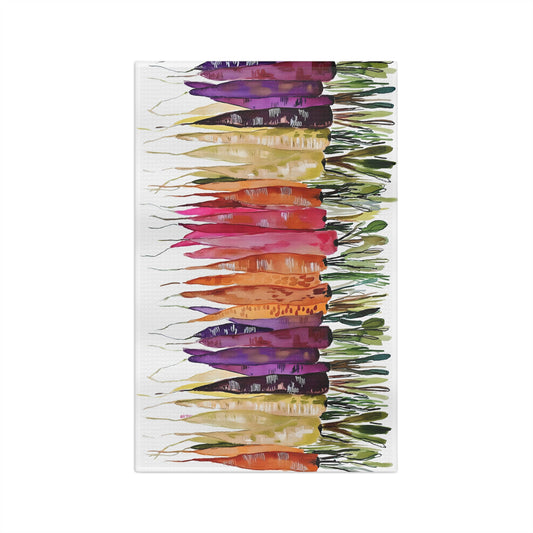 Rainbow Roots on White - Art by Rien - Microfiber Kitchen Towel