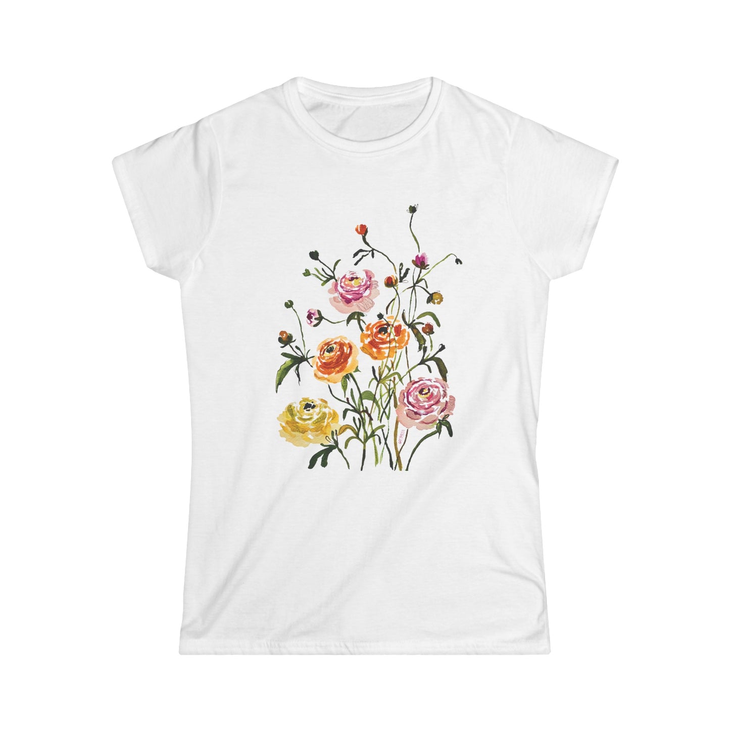 Dancing Ranunculus - Art by Rien - slim fit tee