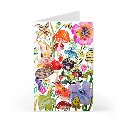 Whimsical Forest on White - Art by Rien - Greeting Cards (7 pcs)