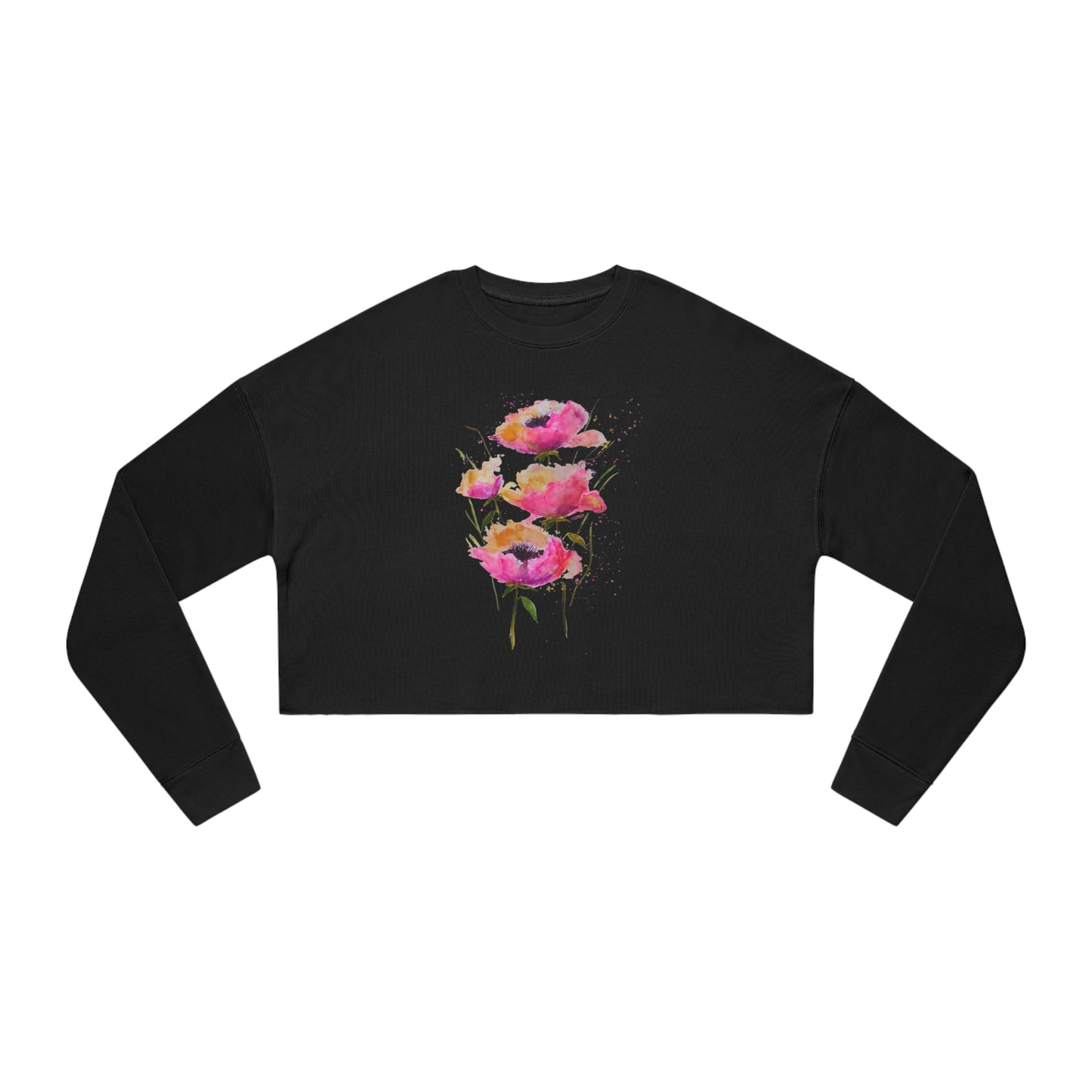 Pink Poppies - Art by Rien - cropped sweatshirt