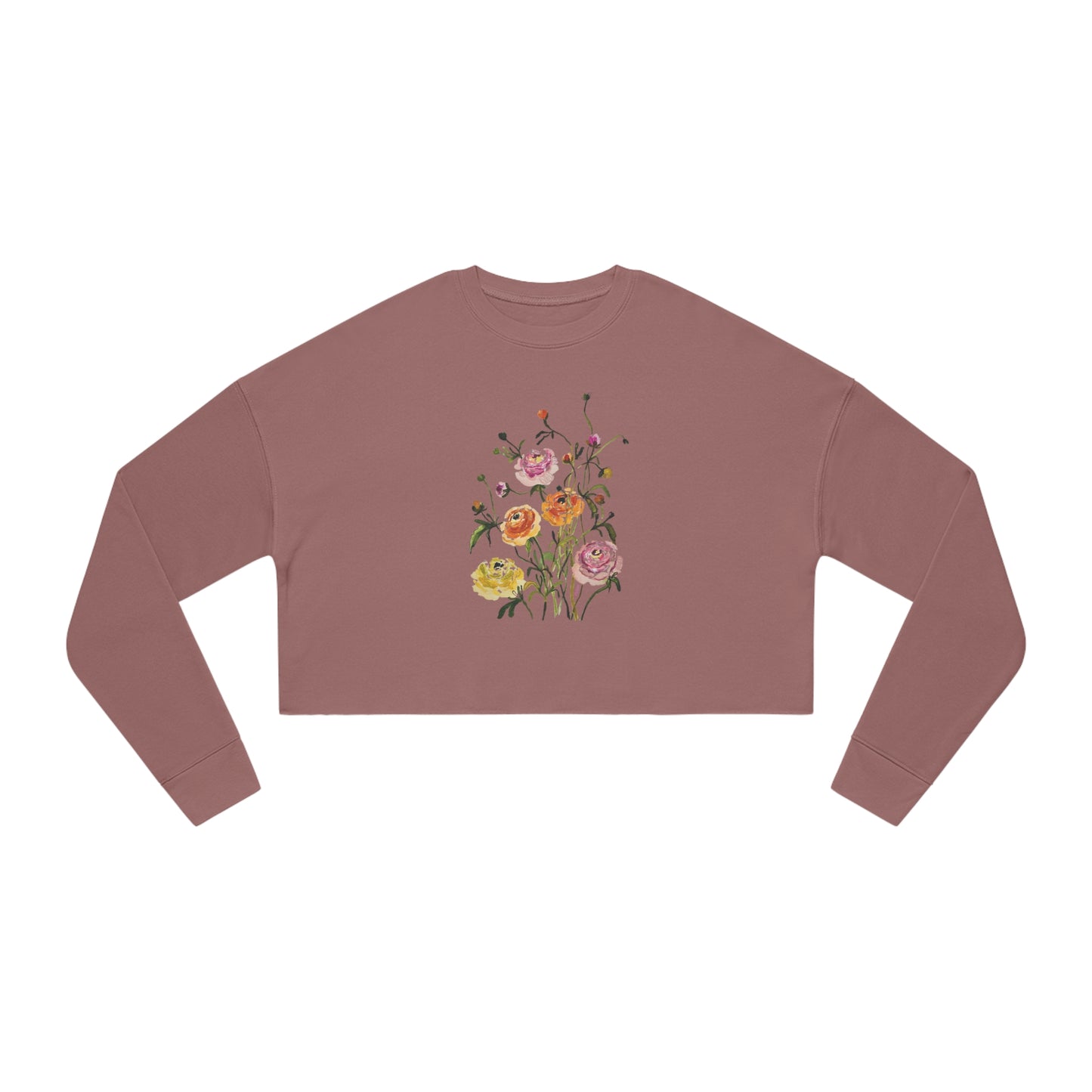 Dancing Ranunculus - Art by Rien - cropped sweatshirt