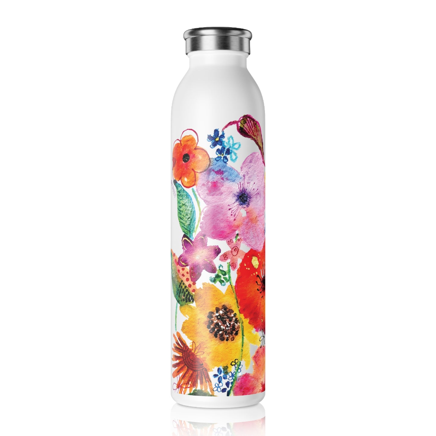 Whimsical Flowers - Art by Rien - water bottle