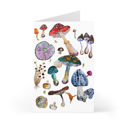 Mushrooms on White - Art by Rien - Greeting Cards (7 pcs)