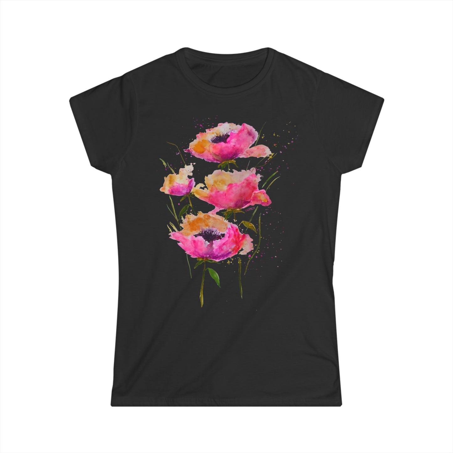 Pink Poppies - Art by Rien - slim fit tee