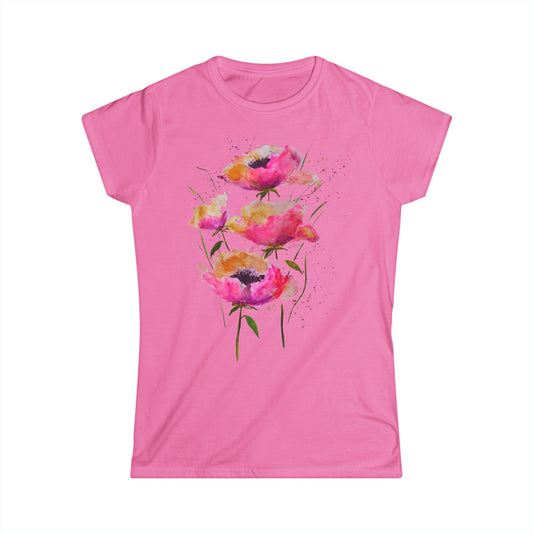 Pink Poppies - Art by Rien - slim fit tee