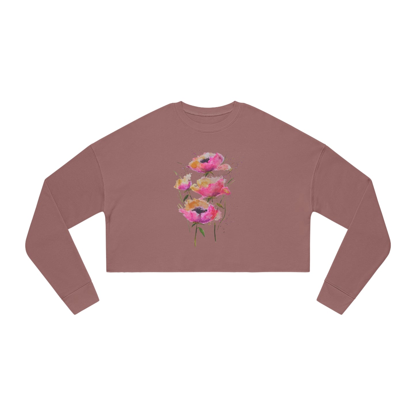 Pink Poppies - Art by Rien - cropped sweatshirt