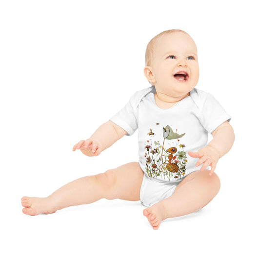 Bee-dazzled Antics - Art by Rien - Baby Organic Short Sleeve Bodysuit