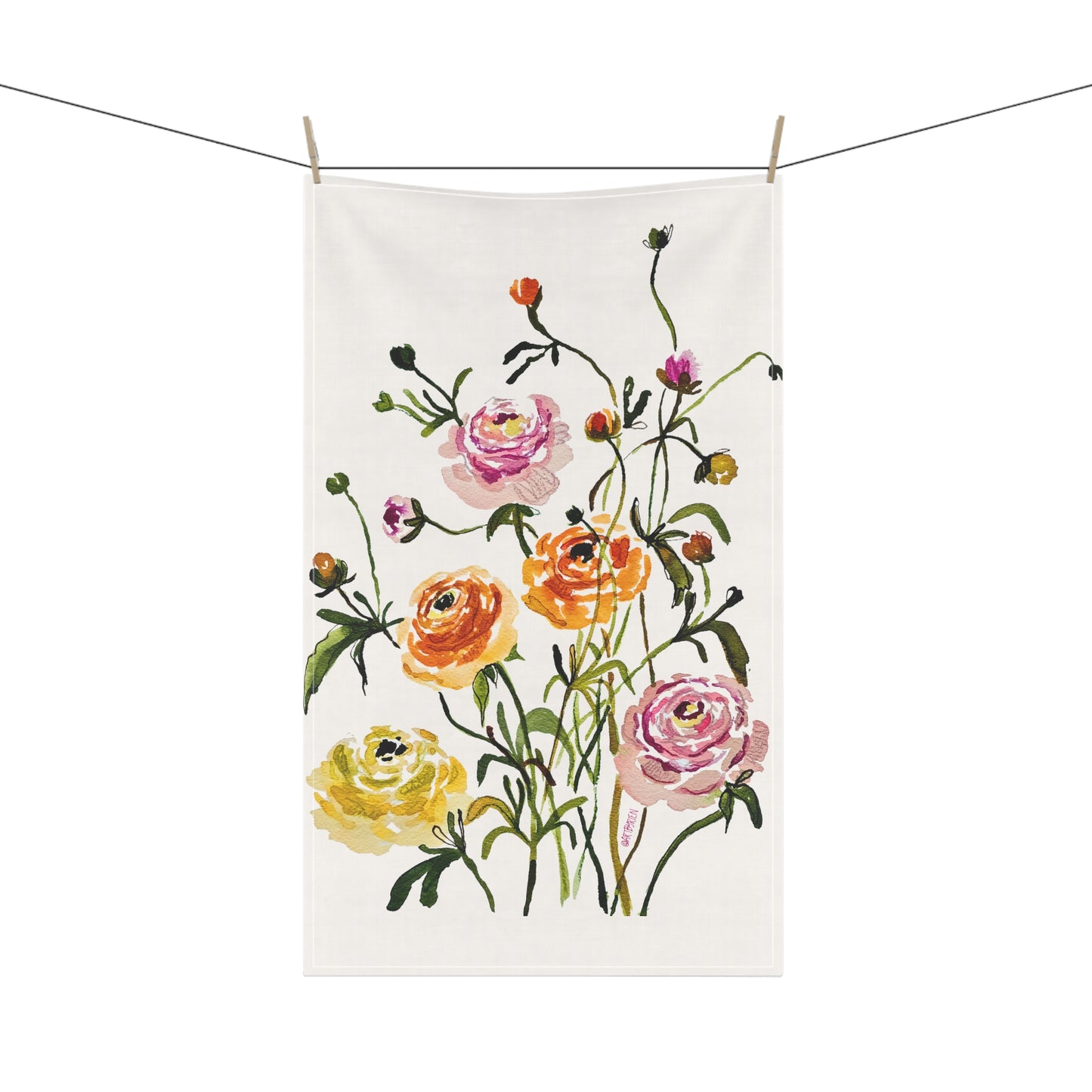 Dancing Ranunculus - Art by Rien - Kitchen Towel