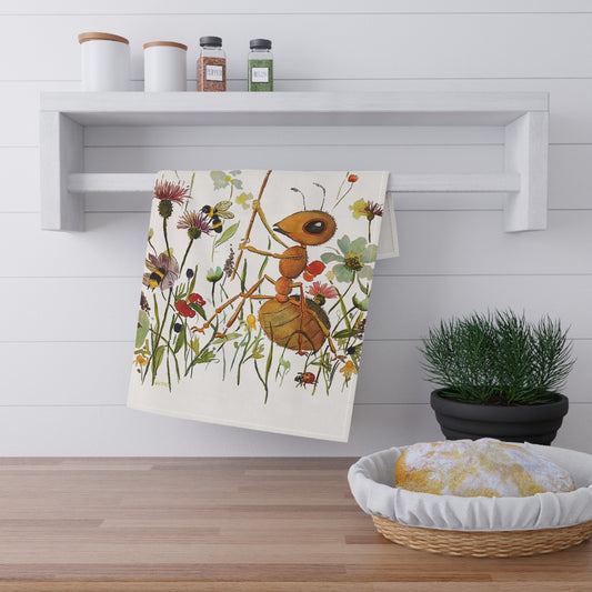 Bee-dazzled Antics on White - Art by Rien - Kitchen Towel