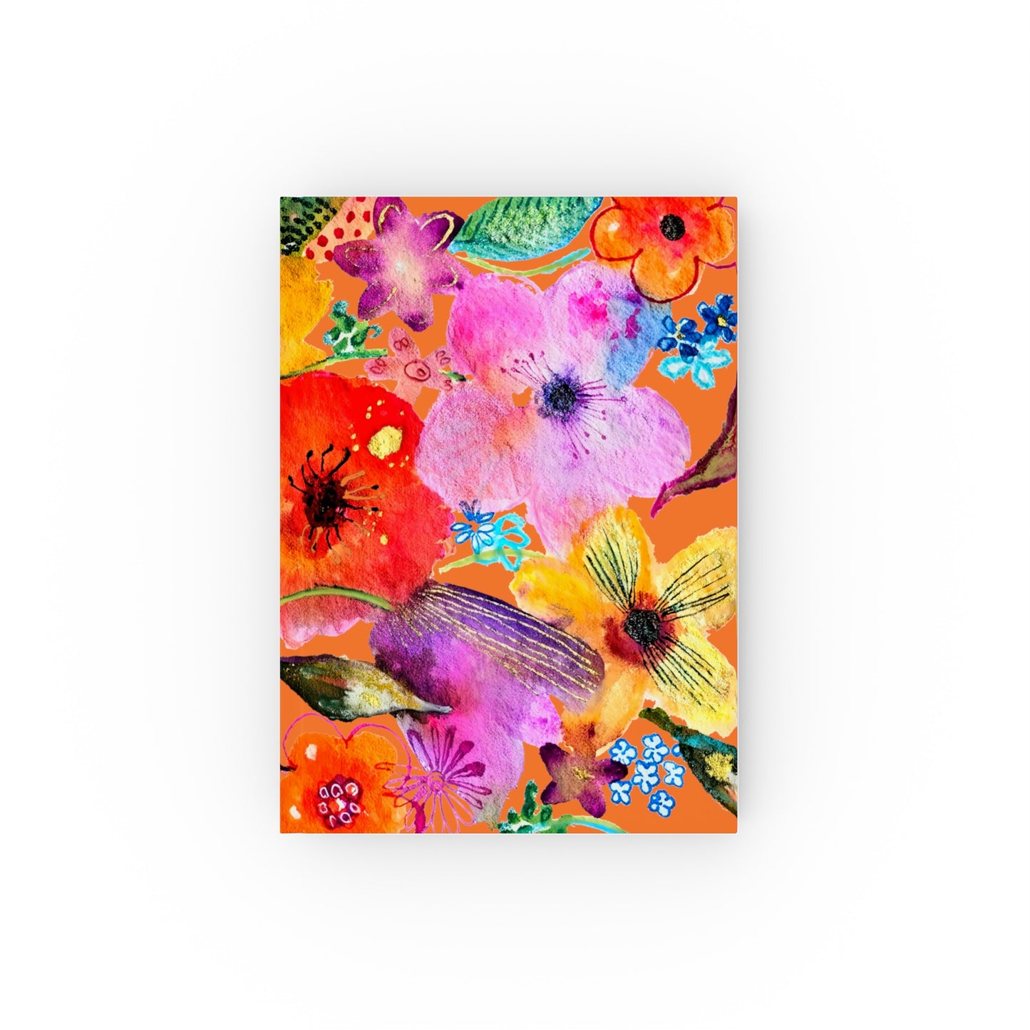 Whimsical Flowers on Orange - Art by Rien - Journal