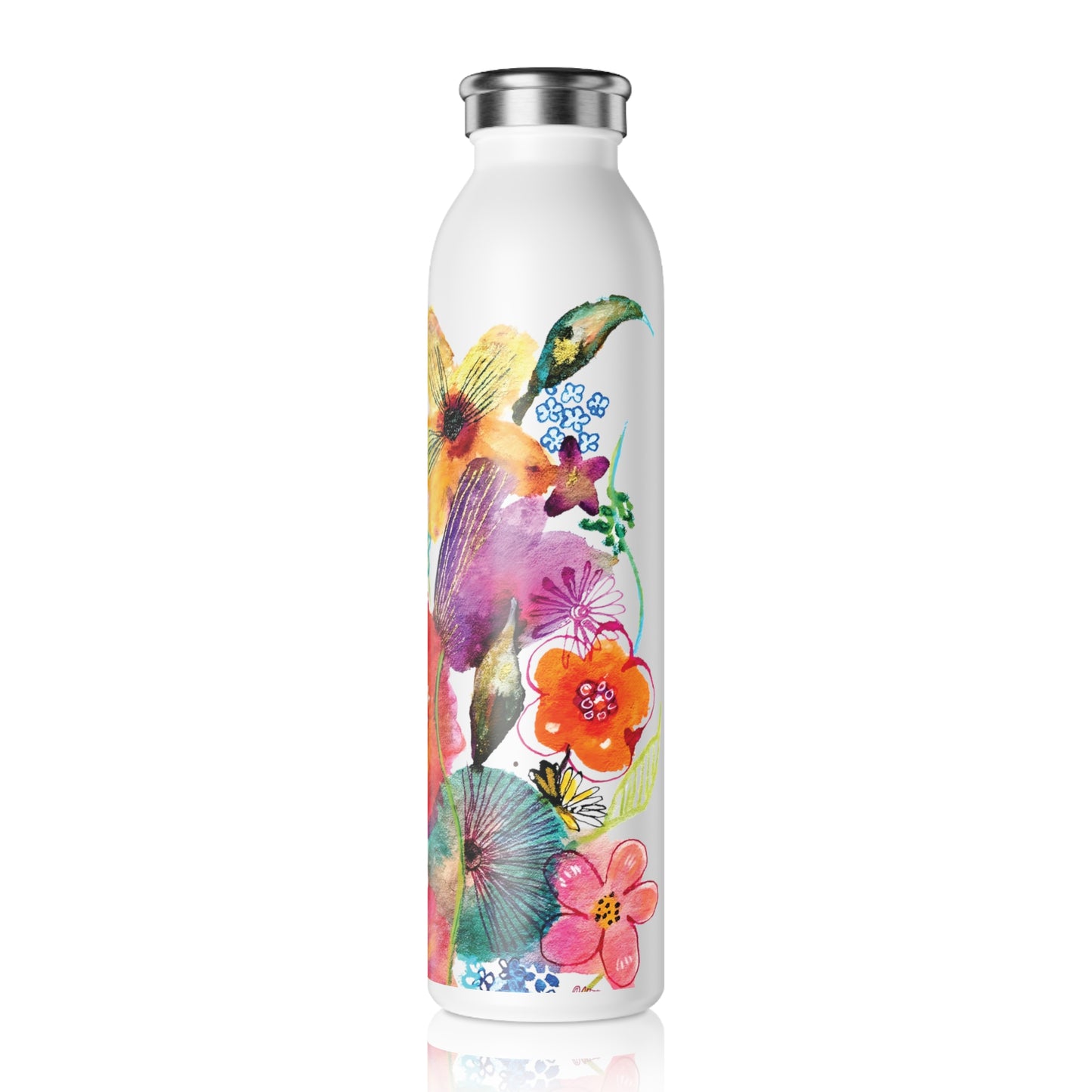 Whimsical Flowers - Art by Rien - water bottle