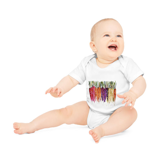 Rainbow Roots - Art by Rien - Baby Organic Short Sleeve Bodysuit