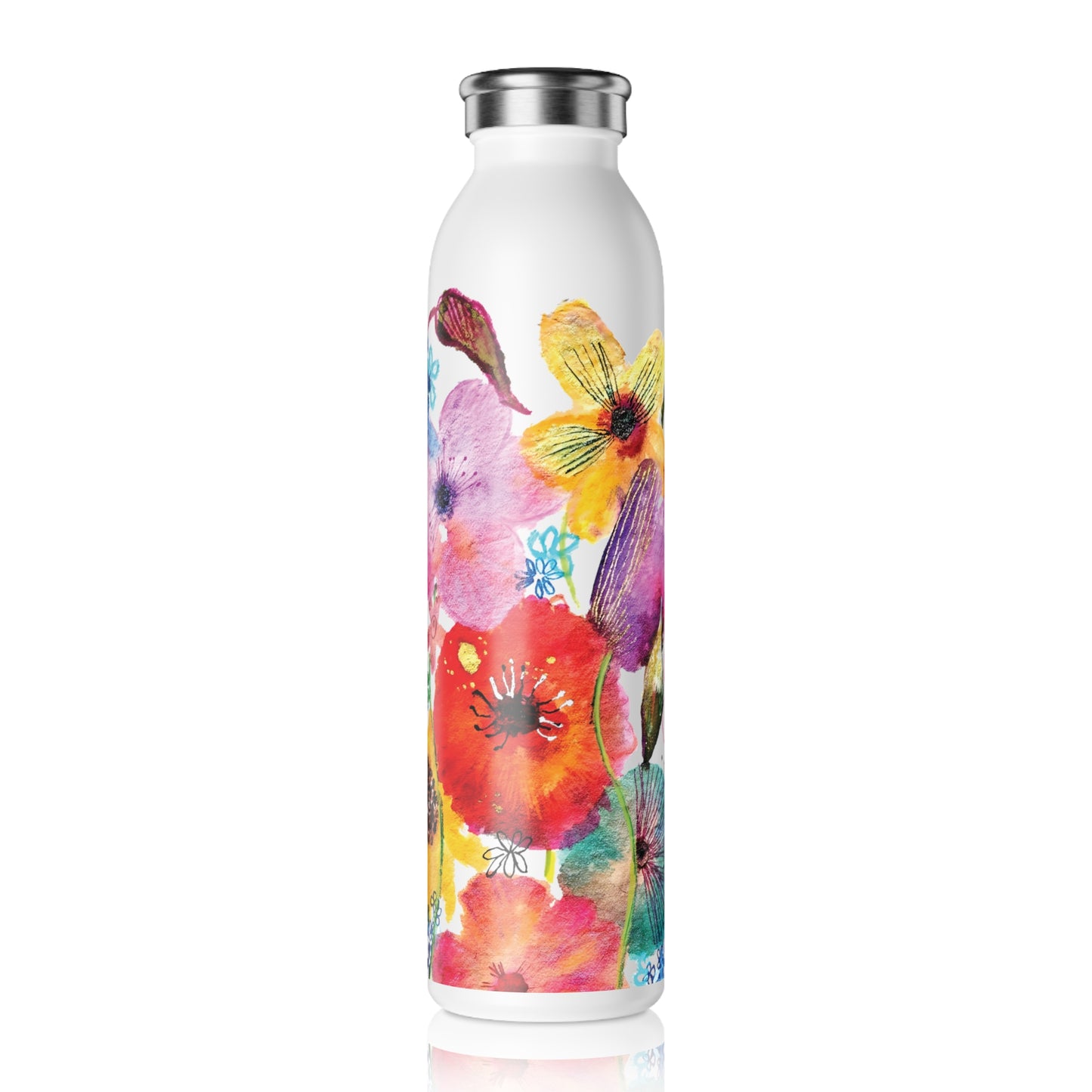 Whimsical Flowers - Art by Rien - water bottle