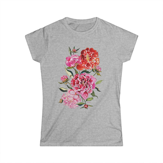 Romantic Peonies - Art by Rien - slim fit tee