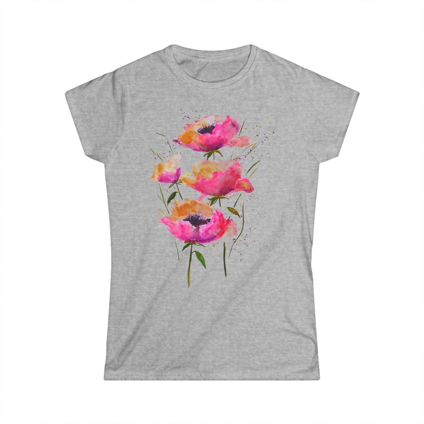 Pink Poppies - Art by Rien - slim fit tee