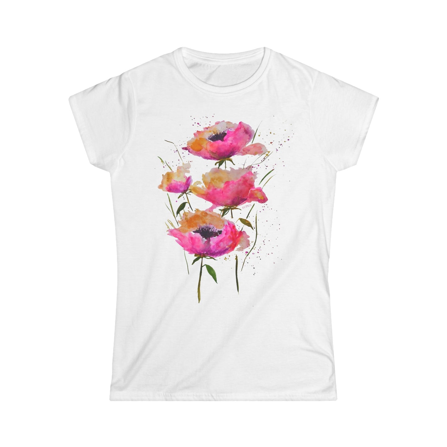 Pink Poppies - Art by Rien - slim fit tee