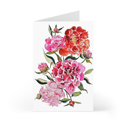 Romantic Peonies on White - Art by Rien - Greeting Cards (7 pcs)