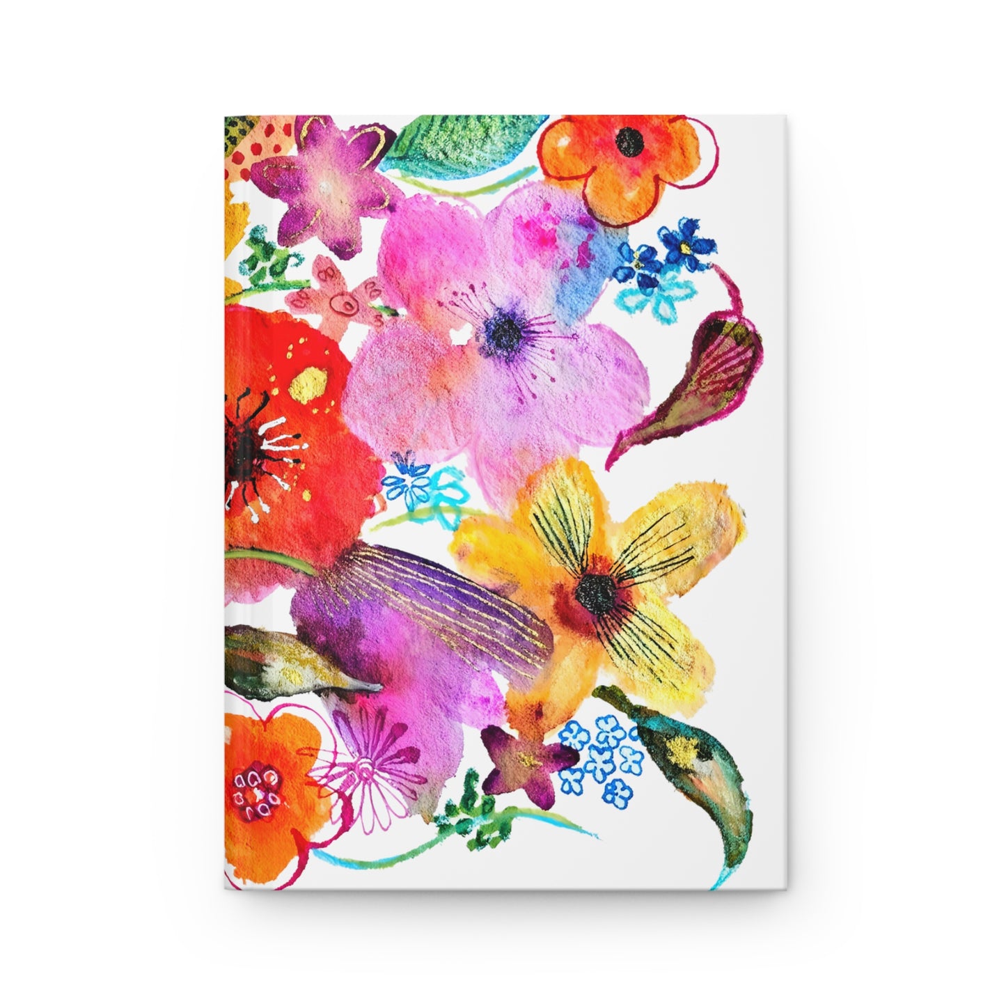 Whimsical Flowers on White - Art by Rien - Hardcover Journal Matte