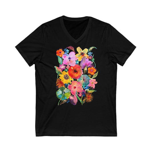 Whimsical Flowers - Art by Rien - v-neck