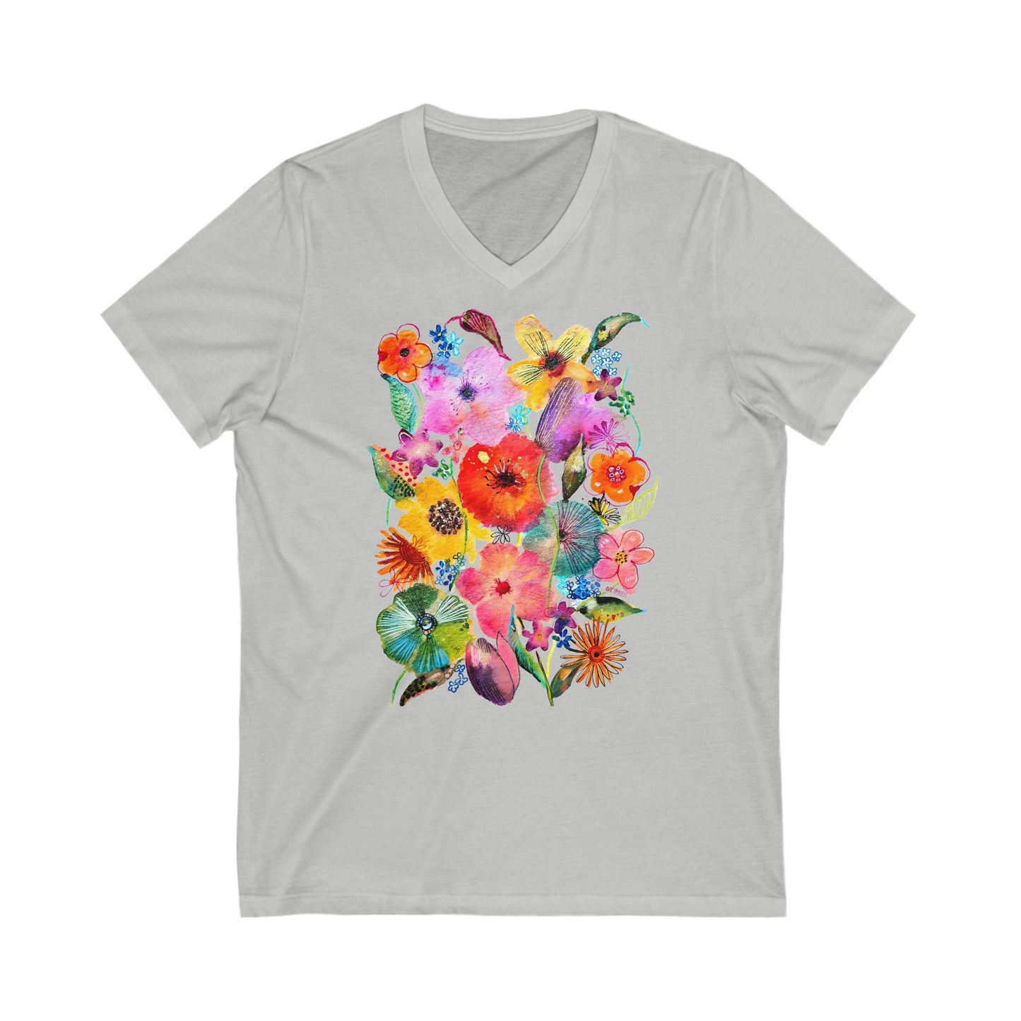 Whimsical Flowers - Art by Rien - v-neck